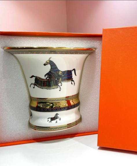 Hermes Wide Vase with Horses